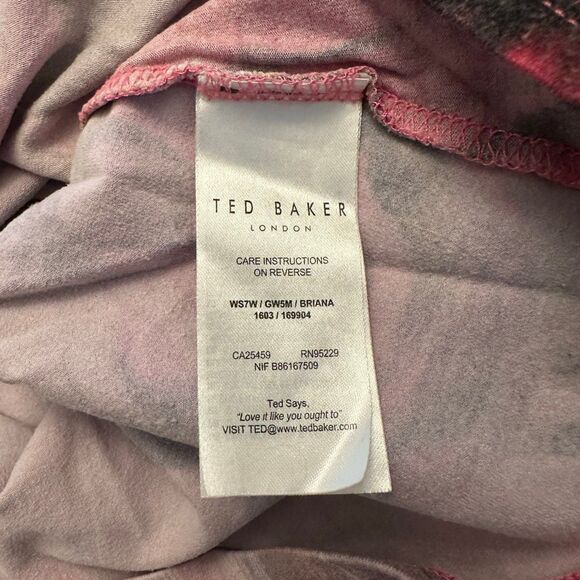 Ted Baker London Floral Swirl Print Painted Briana Tee Top Multicolor Size 3 - Picture 5 of 5